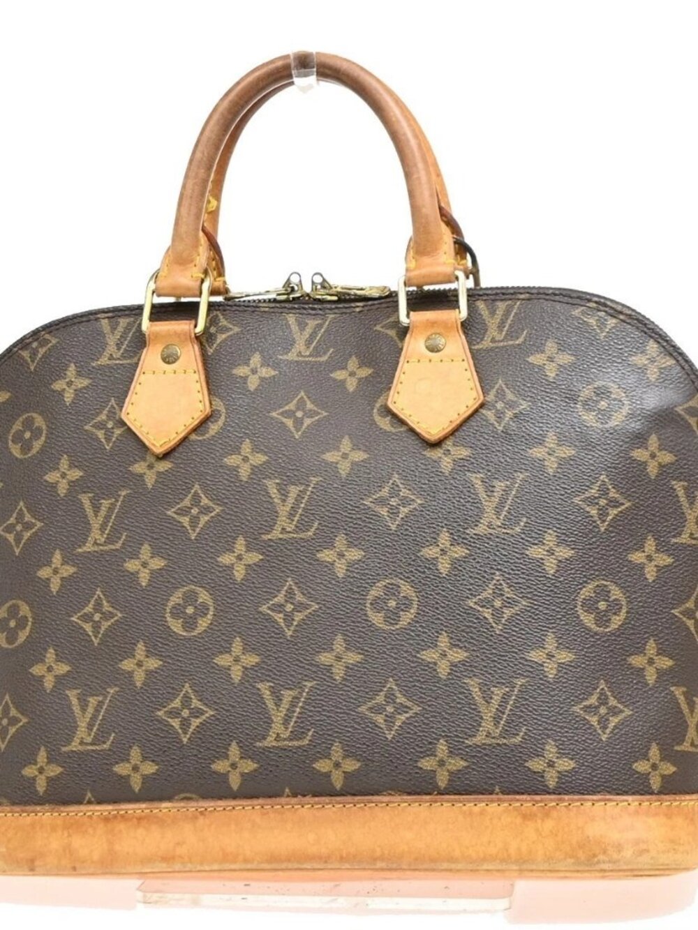 LOUIS VUITTON LV Logo Alma Hand Bag Monogram Leather Brown France M51130 89MA942